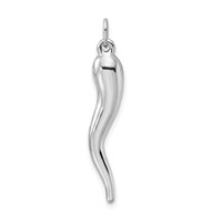 Sterling Silver Rhodium-plated Polished Italian Horn Pendant view 3
