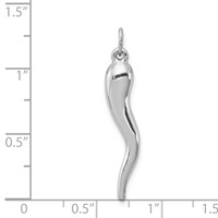 Sterling Silver Rhodium-plated Polished Italian Horn Pendant view 4