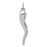 Sterling Silver Rhodium-plated Polished Italian Horn Pendant view 1