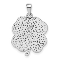 Sterling Silver Antiqued Good Luck Icon Clover Pendant view 4