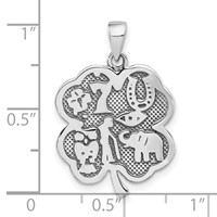 Sterling Silver Antiqued Good Luck Icon Clover Pendant view 3