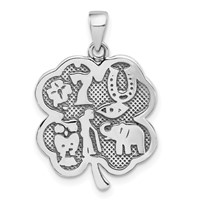 Sterling Silver Antiqued Good Luck Icon Clover Pendant view 1