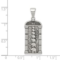 Sterling Silver Antiqued Stacked Elephants Engraved Pendant view 3