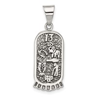 Sterling Silver Antiqued Good Luck Icons Pendant view 1