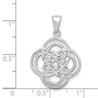 Sterling Silver Rhodium-plated Polished Celtic Knot Pendant view 4