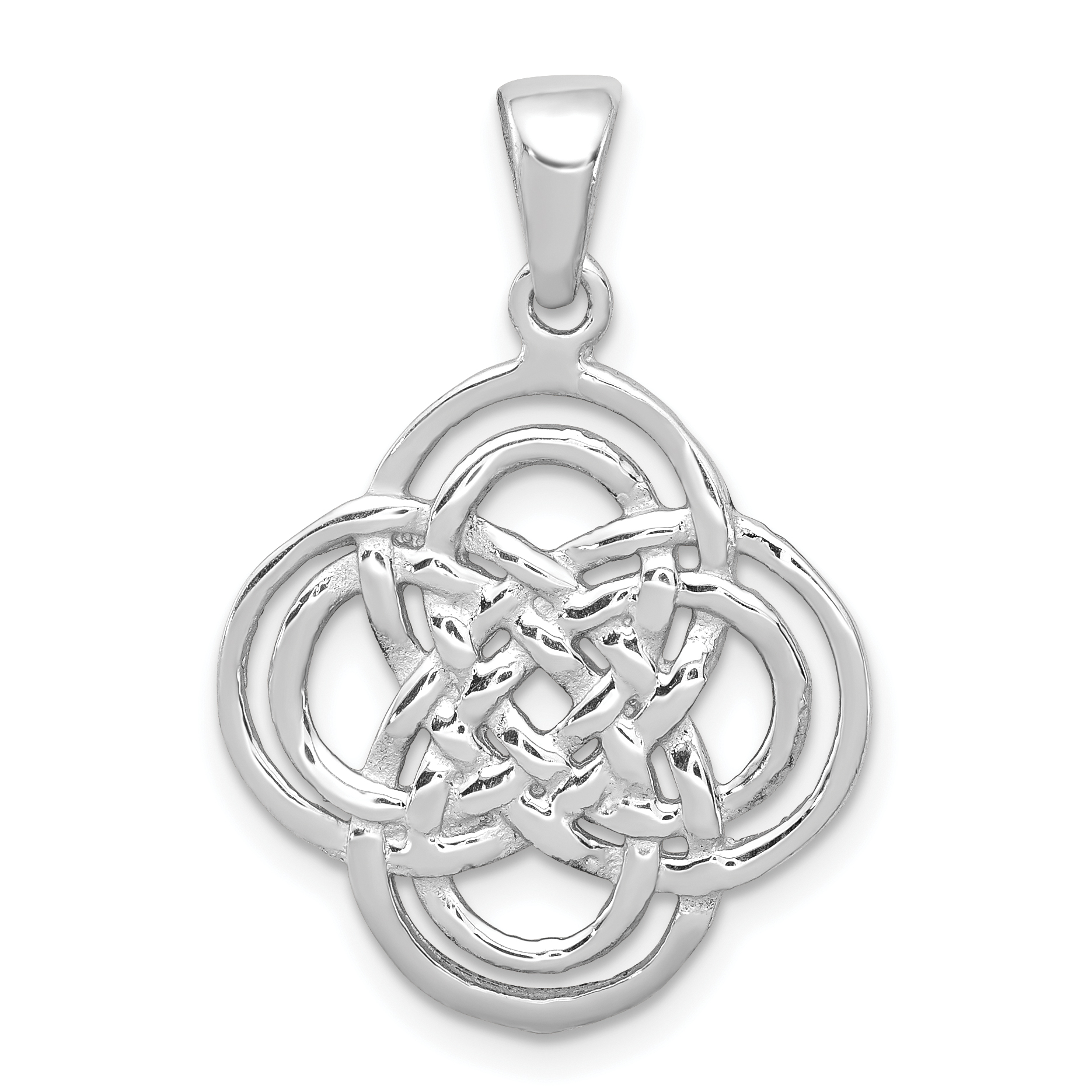 Sterling Silver Rhodium-plated Polished Celtic Knot Pendant (QC8668)