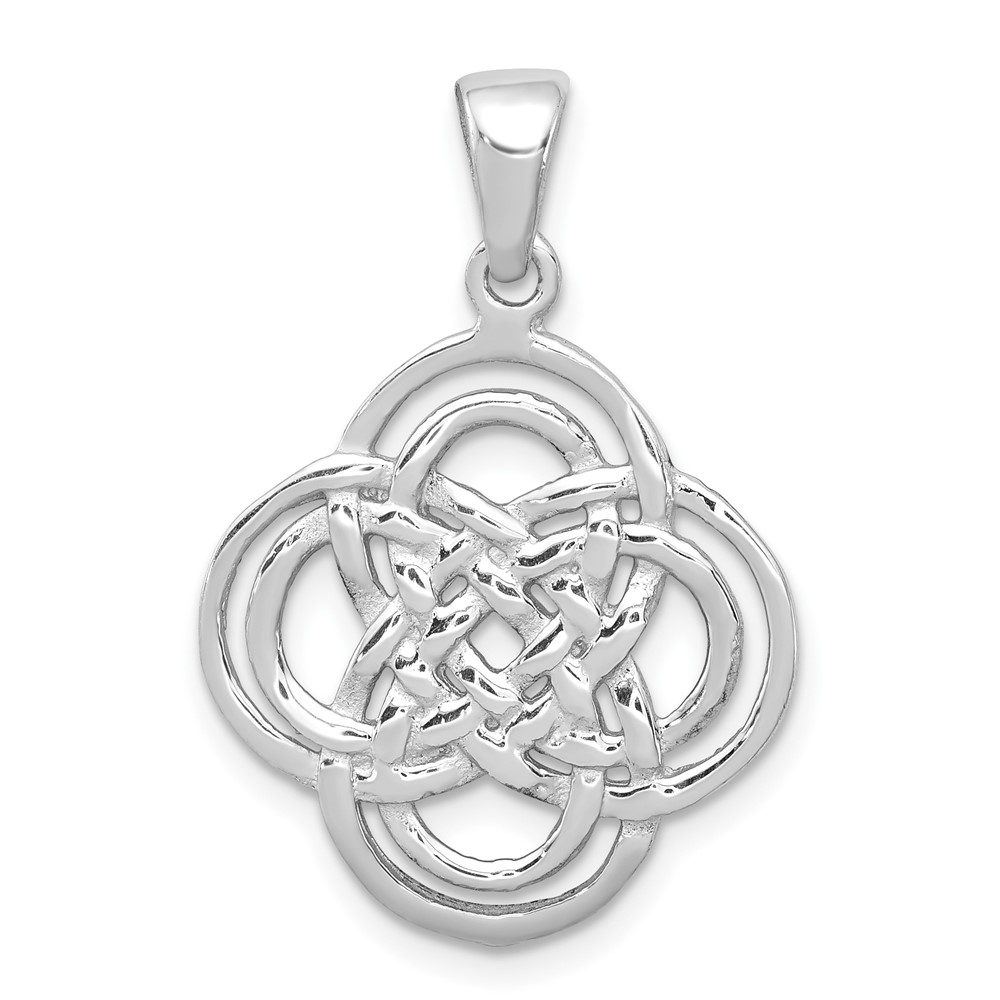 Sterling Silver Rhodium-plated Polished Celtic Knot Pendant (QC8668)