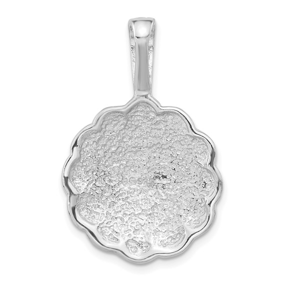 Sterling Silver Polished and Textured Fancy Circle Pendant