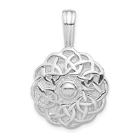 Sterling Silver Polished and Textured Fancy Circle Pendant view 1