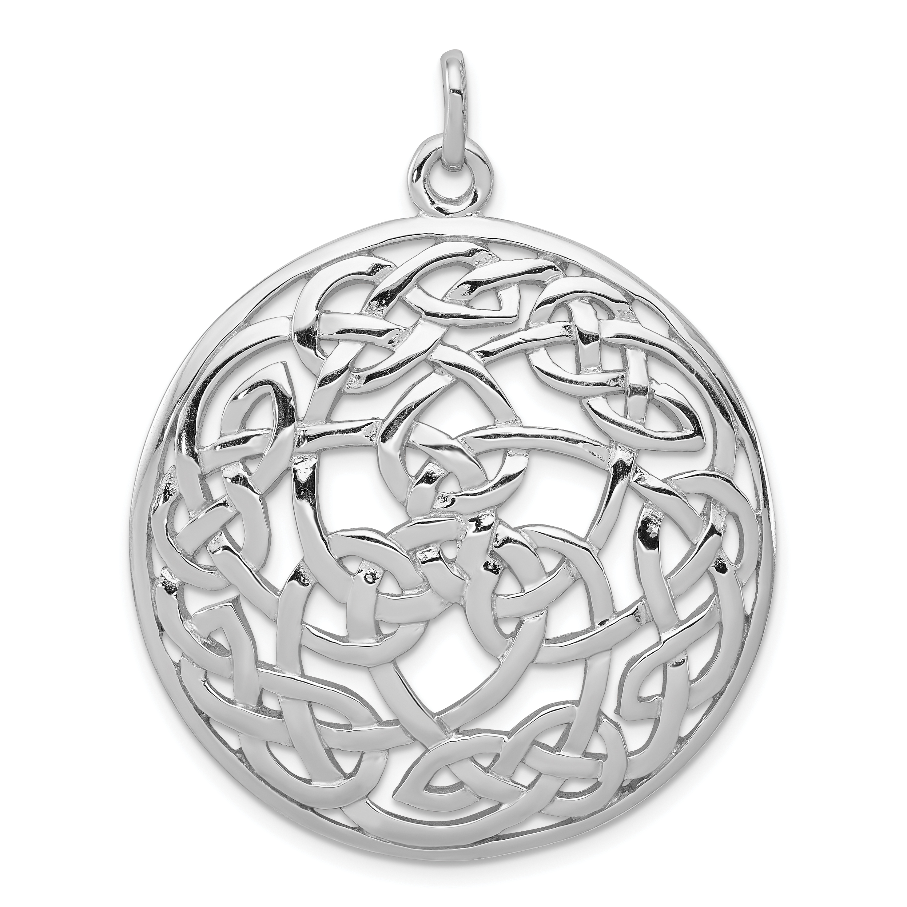 Sterling Silver Rhodium-plated Polished Celtic Pendant (QC8670)