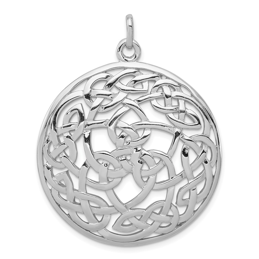 Sterling Silver Rhodium-plated Polished Celtic Pendant (QC8670)