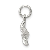 Sterling Silver Polished Plumeria Flower Pendant view 2