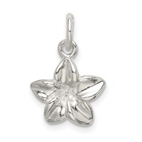 Sterling Silver Polished Plumeria Flower Pendant view 4
