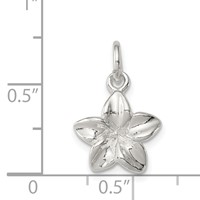 Sterling Silver Polished Plumeria Flower Pendant view 3