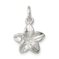 Sterling Silver Polished Plumeria Flower Pendant view 1