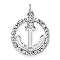 Sterling Silver Rhodium-plated Anchor Pendant view 3
