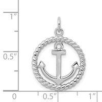 Sterling Silver Rhodium-plated Anchor Pendant view 4