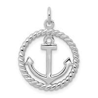 Sterling Silver Rhodium-plated Anchor Pendant view 1