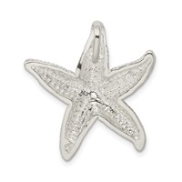 Sterling Silver Polished & Textured Starfish Chain Slide Pendant view 4