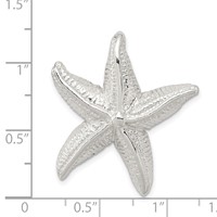 Sterling Silver Polished & Textured Starfish Chain Slide Pendant view 3