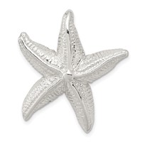 Sterling Silver Polished & Textured Starfish Chain Slide Pendant view 1