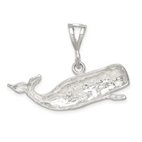 Sterling Silver Polished Whale Pendant with Open Mouth view 4