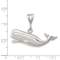Sterling Silver Polished Whale Pendant with Open Mouth view 3