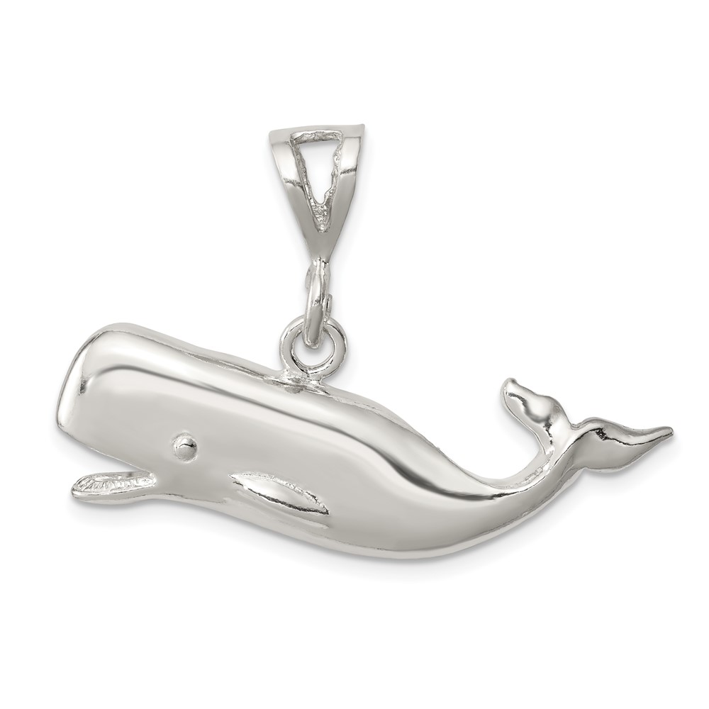 Sterling Silver Polished Whale Pendant with Open Mouth