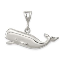 Sterling Silver Polished Whale Pendant with Open Mouth view 1