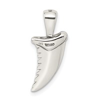 Sterling Silver Antiqued Polished Shark Tooth Pendant view 4