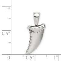 Sterling Silver Antiqued Polished Shark Tooth Pendant view 3