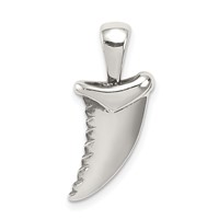 Sterling Silver Antiqued Polished Shark Tooth Pendant view 1