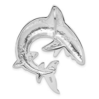 Sterling Silver Polished & Textured Shark Chain Slide Pendant view 4