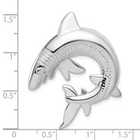 Sterling Silver Polished & Textured Shark Chain Slide Pendant view 3