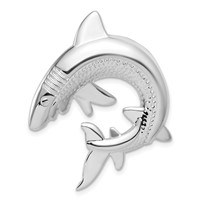 Sterling Silver Polished & Textured Shark Chain Slide Pendant view 1