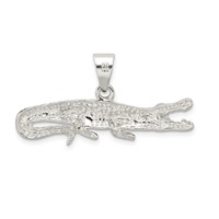 Sterling Silver Polished & Textured Crocodile Pendant view 4