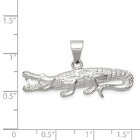 Sterling Silver Polished & Textured Crocodile Pendant view 3
