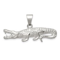 Sterling Silver Polished & Textured Crocodile Pendant view 1