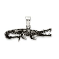 Sterling Silver Antiqued & Textured Crocodile Pendant view 4
