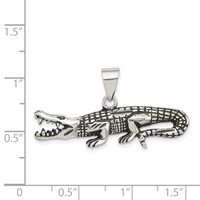 Sterling Silver Antiqued & Textured Crocodile Pendant view 3