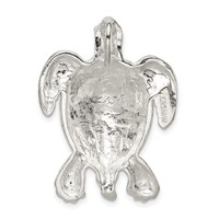 Sterling Silver Polished & Textured Turtle Chain Slide Pendant view 4