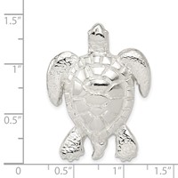 Sterling Silver Polished & Textured Turtle Chain Slide Pendant view 3