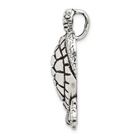 Sterling Silver Antiqued & Textured Turtle Chain Slide Pendant view 2