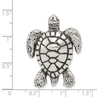 Sterling Silver Antiqued & Textured Turtle Chain Slide Pendant view 3