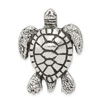 Sterling Silver Antiqued & Textured Turtle Chain Slide Pendant view 1