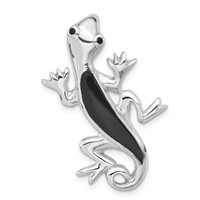 Sterling Silver Polished Enameled Gecko Chain Slide Pendant view 1