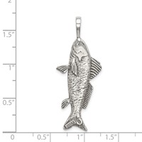 Sterling Silver Antiqued & Textured Fish Pendant view 3