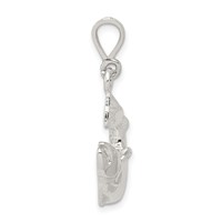 Sterling Silver Polished Salmon Pendant view 2