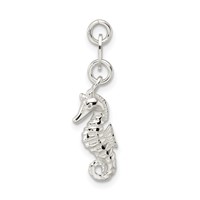 Sterling Silver Polished and Textured Seahorse Charm view 4