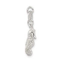 Sterling Silver Polished and Textured Seahorse Charm view 5